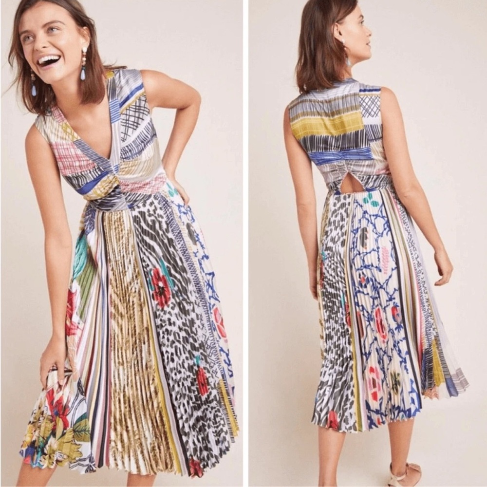 Anthropologie Geisha Designs Jacinta Dress | multi colored | midi | size 6